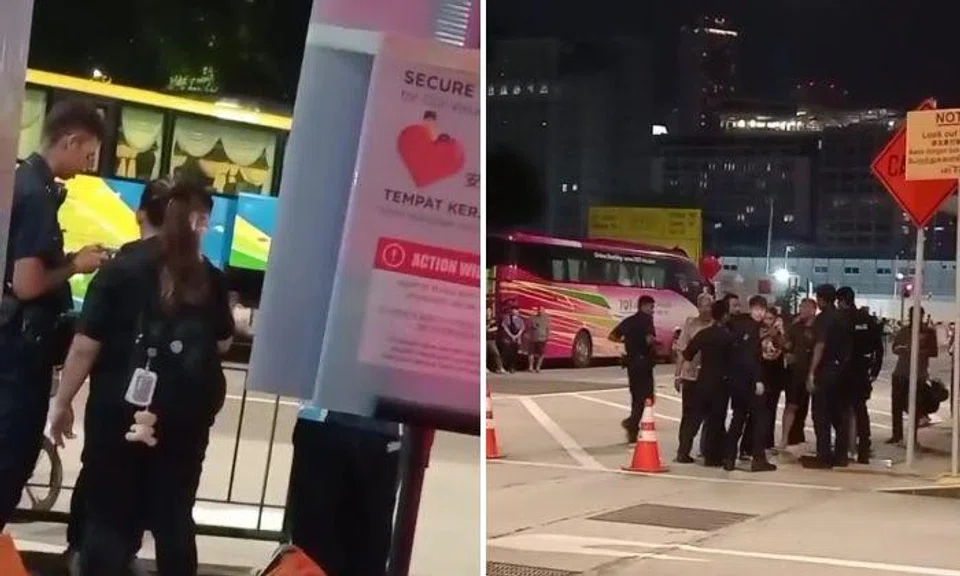 People shouting vulgarities with police at the scene.