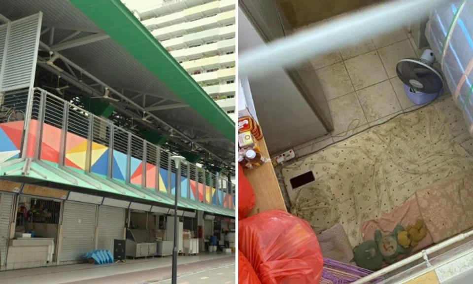 Stall owners at the Circuit Road Market and Food Centre said the girl, who barely spoke and merely gestured, relieved herself in pails in the stall as she would not leave even to use the toilet. Photos: The Straits Times