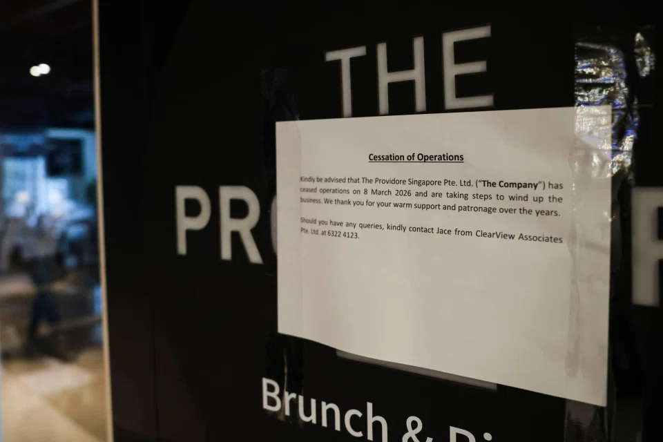 A notice announcing the cessation of operations at the entrance of The Providore's Mandarin Gallery outlet on March 9. ST PHOTO: GIN TAY