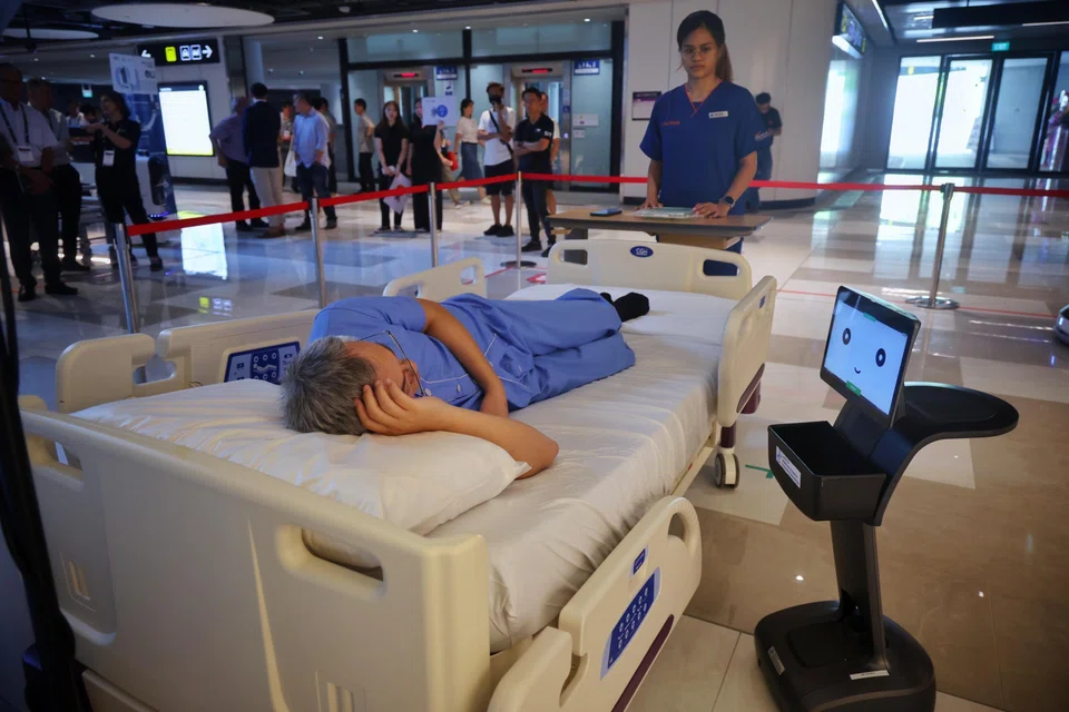 A demonstration of how a concierge robot would attend to a hospital patient at RoboSG! 2025 on March 14. 