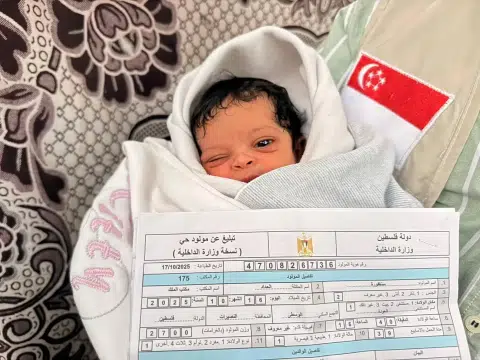 Palestinian father names newborn daughter Singapore