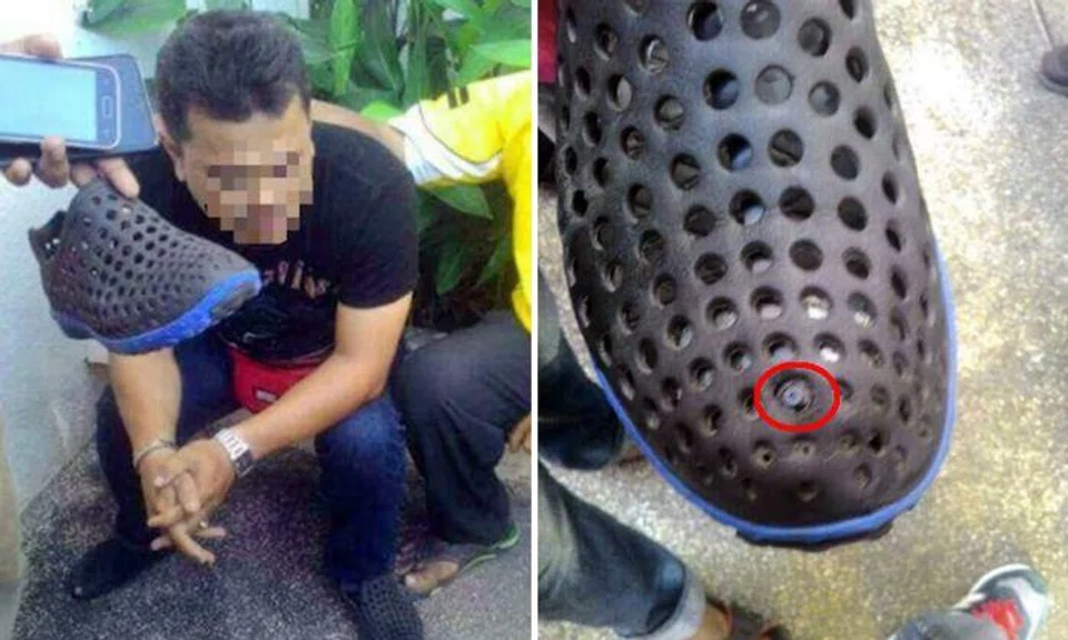 Guy gets caught recording under women's skirts with shoe camera
