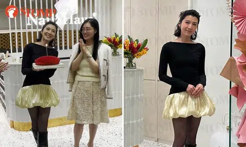 Jeanette Aw gets birthday surprise at Ngee Ann City store opening, looks as youthful as ever