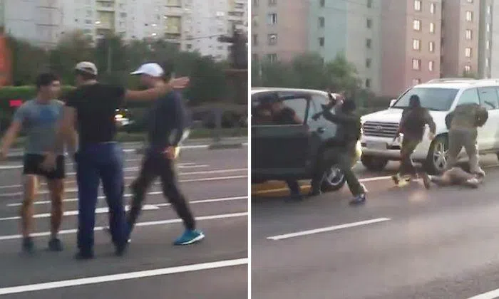 Moscow police break up fight in middle of road involving Porsche driver ...