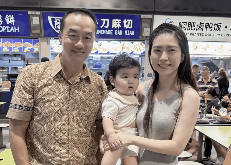 Sora Ma with her baby Skye and Dr Koh Poh Koon, who was MP for Tampines GRC.