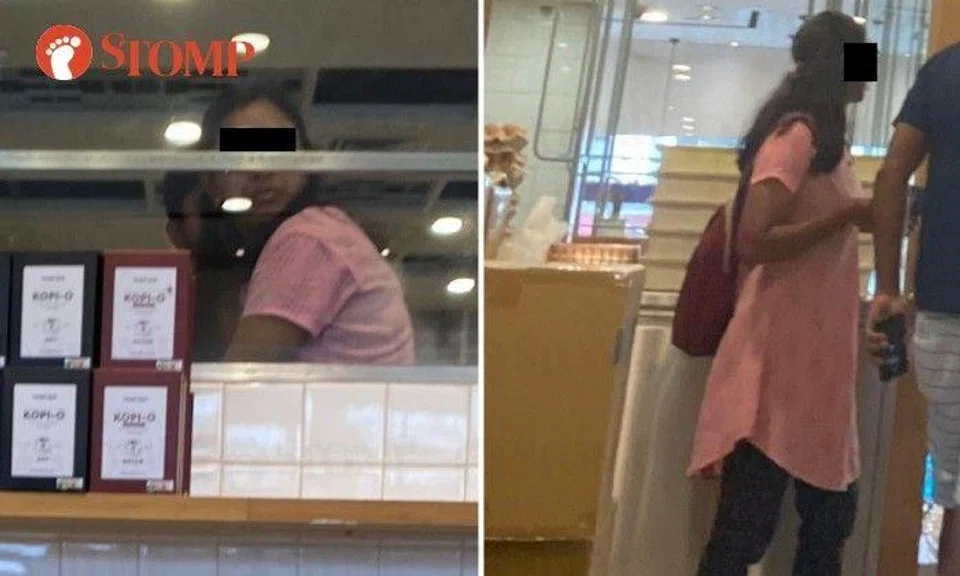 A woman buying bread at BreadTalk in Tampines Mall was allegedly spotted touching the food with her hand and then returning it to the shelf for someone else to buy.