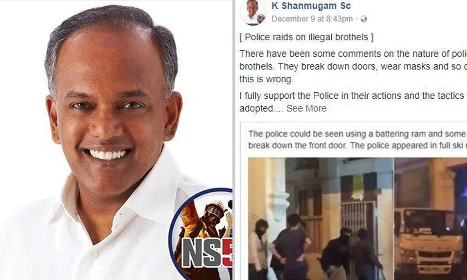Home Affairs and Law Minister Shanmugam expressed support for how the police conducted the raids despite the criticism