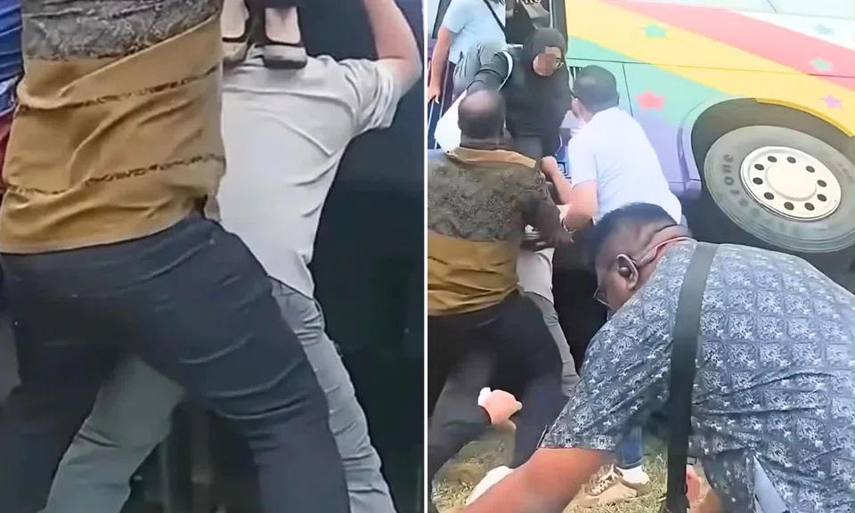 bus accident, Johor, human ladder