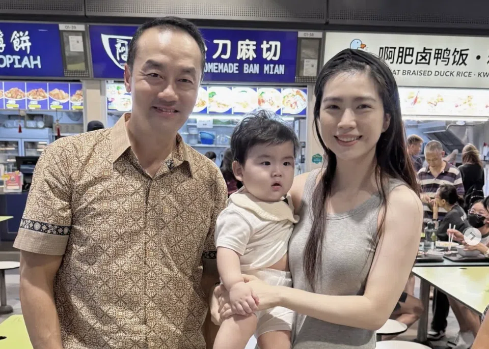 Sora Ma with her baby Skye and Dr Koh Poh Koon, who was MP for Tampines GRC.