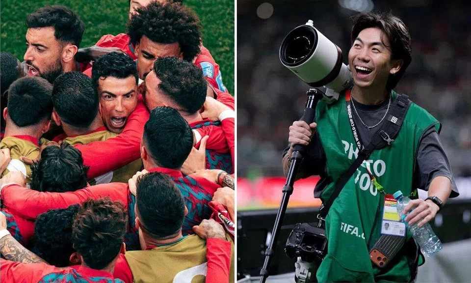 Singaporean photographer Edmund Wong caught the moment Cristiano Ronaldo scored his first goal in the 2026 World Cup and rushed to his teammates in celebration.