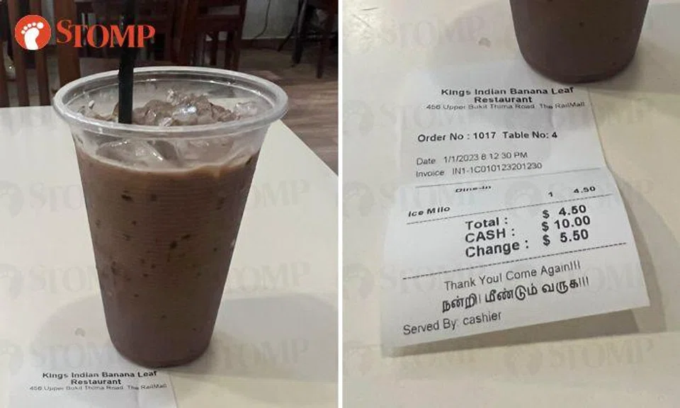 Why so expensive? Woman pays $4.50 for iced Milo at The Rail Mall's prata restaurant