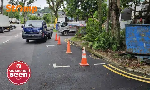 Safety cones used to 'chope' parking space: Is this allowed?