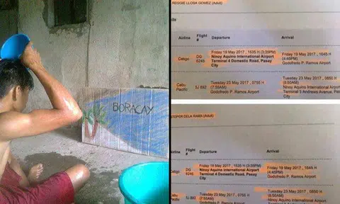 Photo of Filipino man bathing before cardboard 'dream destination' goes viral, scores a vacation for real