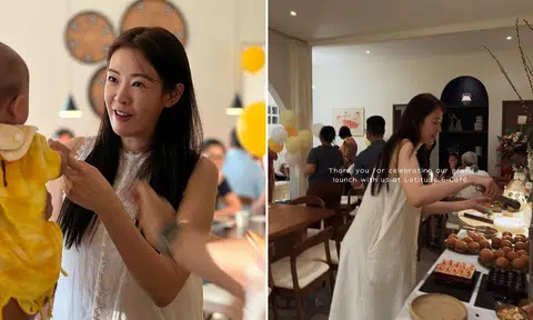 Malaysian actress Jesseca Liu meeting guests at Latitude 6’s grand opening party in April.