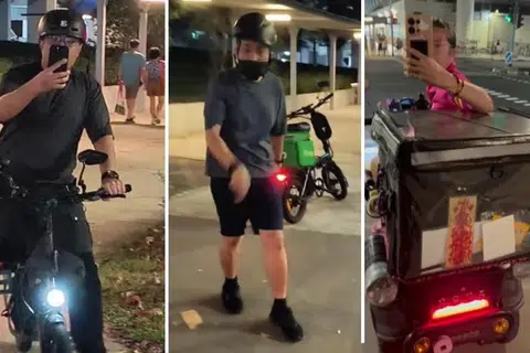 Three delivery riders in shouting match film each other in Tampines