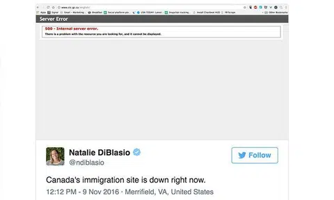 Canada's immigration site crashes as Trump wins presidency