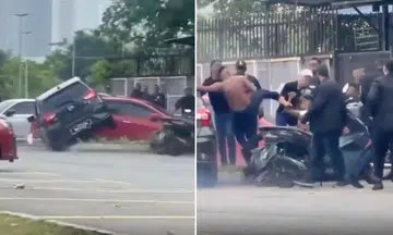 Car crashes into vehicle at KL carpark, fight breaks out