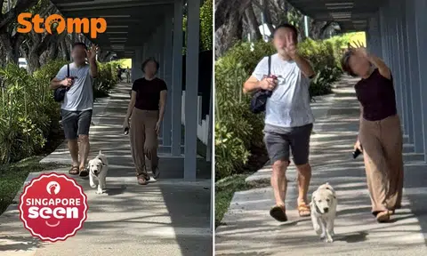 pet owners pose after getting called out for unleashed dog