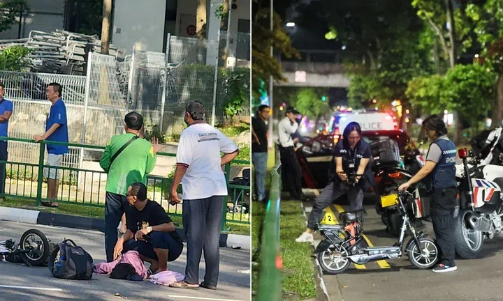 Mother and 2 children sent to hospital after car hits their PMD in Hougang, driver arrested