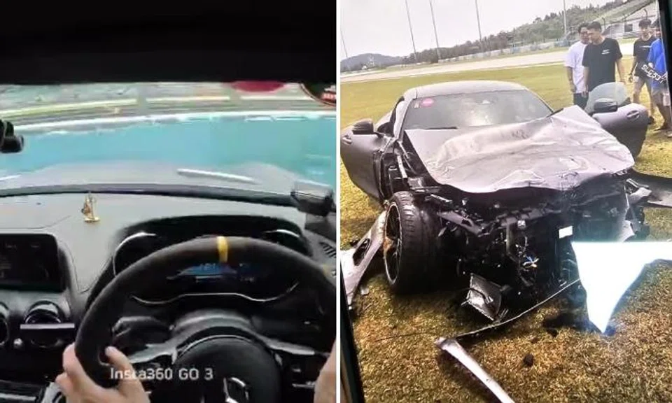 A Singapore-registered Mercedes AMG GT R was in a horrific crash at Sepang Raceway