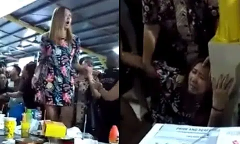 Mum in Indonesia collapses and sobs uncontrollably after daughter goes missing