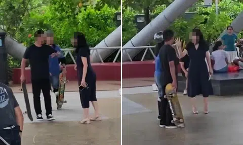 woman confronts man at jurong skate park for throwing skateboard
