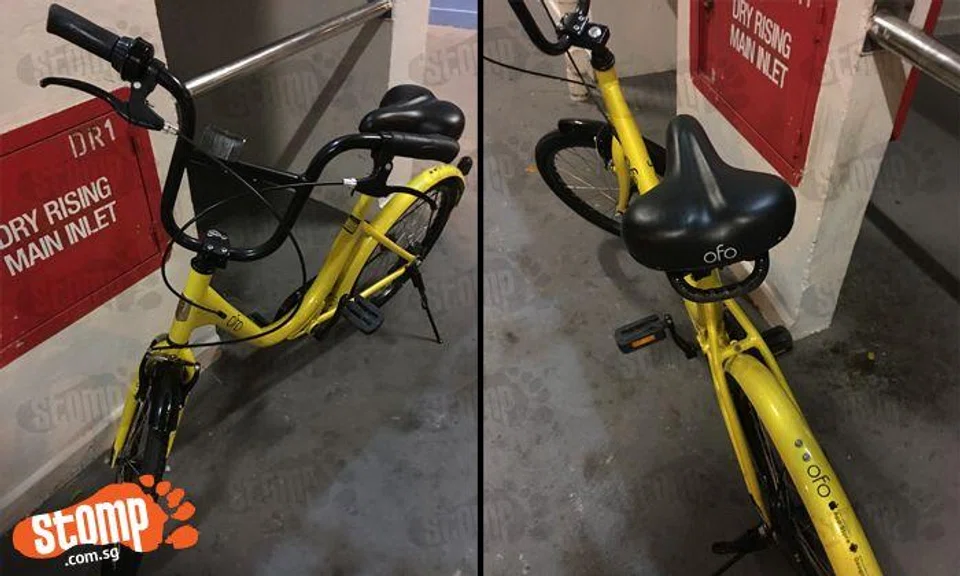 Yet another ofo bike being abused -- with lock and number plate removed ...