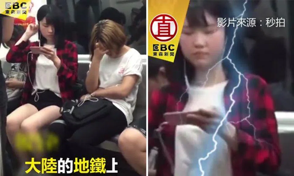 Girl busts out dance moves on China train -- but commuter next to her is #NotAmused