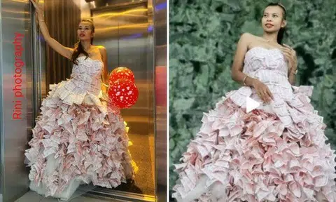 Woman turns $20,000 worth of lottery tickets into ball gown