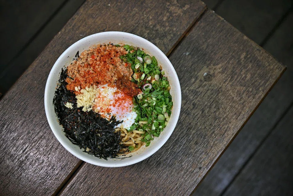 Spicy Mazesoba from Menya Horikawa at Woodleigh Village Hawker Centre.