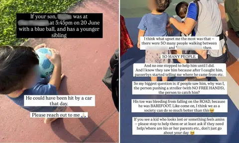 lost child near waterway point barefoot and bleeding