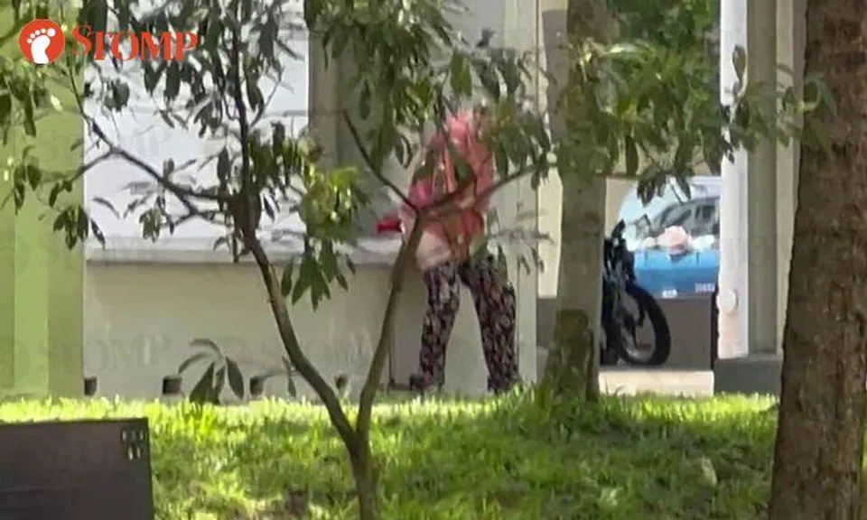Elderly woman pees with pants down in front of 6-year-old girl at Woodlands HDB block