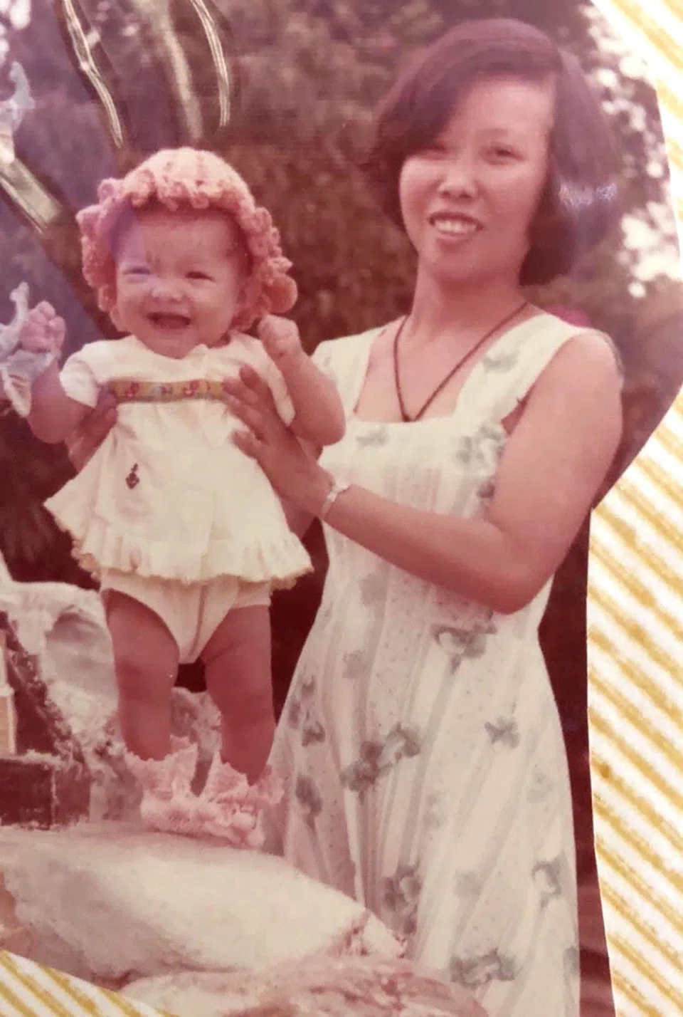 Ms Wong as a baby with her mother, Ms Teng Kim Choo. PHOTO: COURTESY OF ADELINE WONG