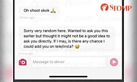 Stomper Koh shared a screenshot of an online chat where the driver asked his wife whether he could add her on Telegram or Instagram.