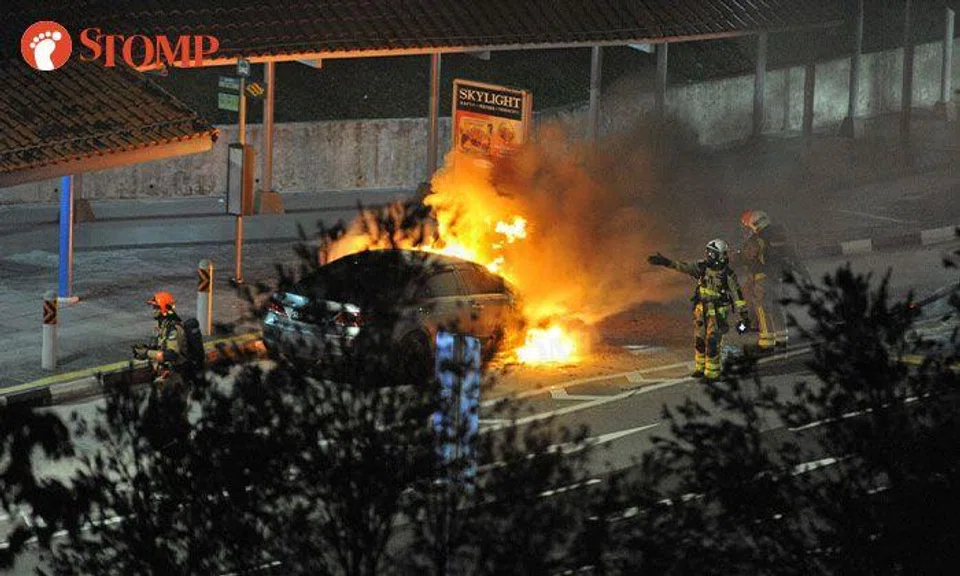 Car bursts into flames at Hougang Avenue 9