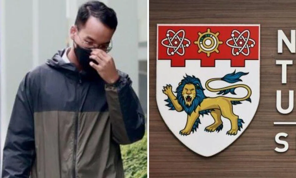 Muhammad Izzat Mazlan was arrested in 2022 at a carpark at NTU. Photos:Shin Min Daily News, The Straits Times