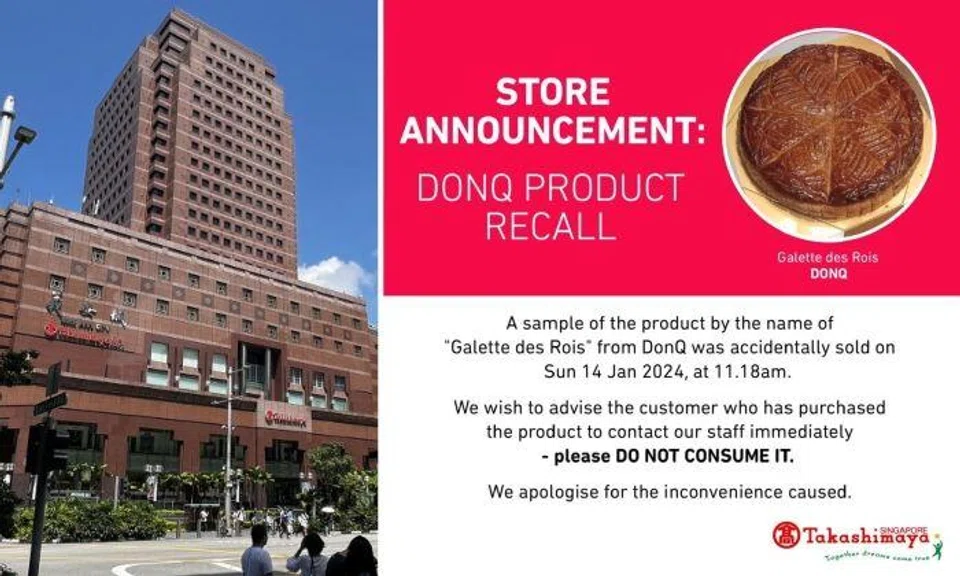 The mall said bakery DonQ at its basement food hall had accidentally sold a sample of Galette des Rois, also known as a king cake.