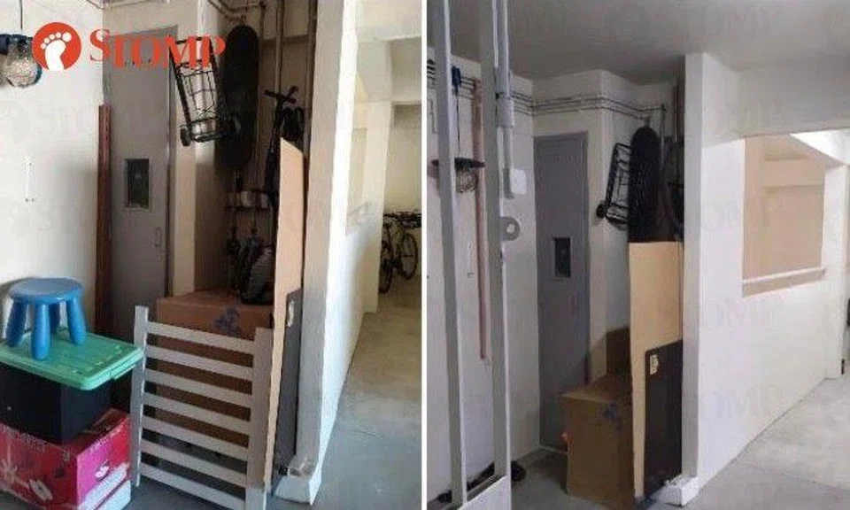 Another resident's meter blocked by neighbour's clutter -- this time in Choa Chu Kang