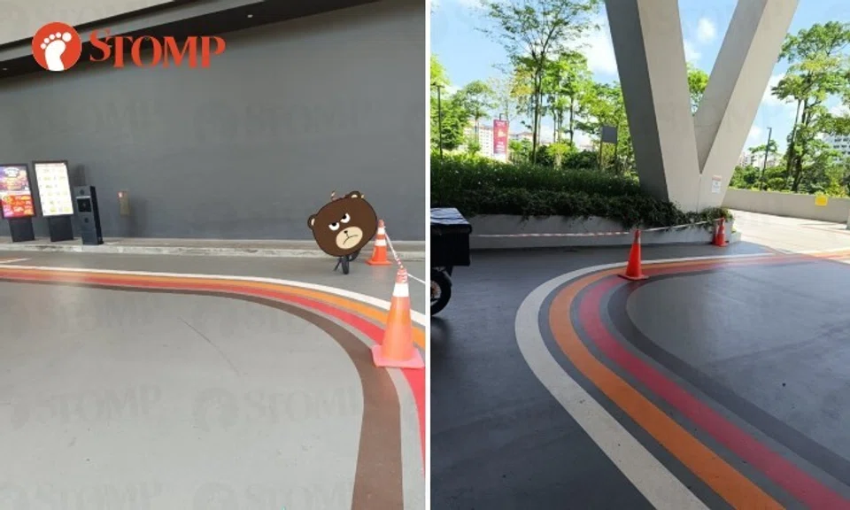 The safety cones were to prevent parking in the area, but riders still left their mobility devices there.