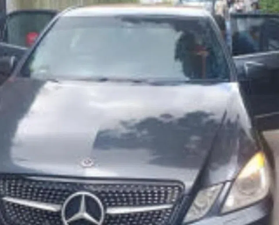 The Mercedes driver refused to comply with instructions and had pushed a security guard to the ground.