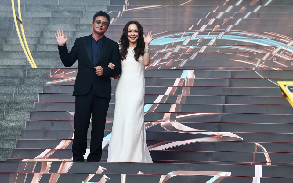 Actress Fann Wong and her husband Christopher Lee at the Star Awards on July 6.