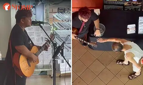 Busker performing nostalgic songs at Bras Basah Complex inspires Stomper to sing along