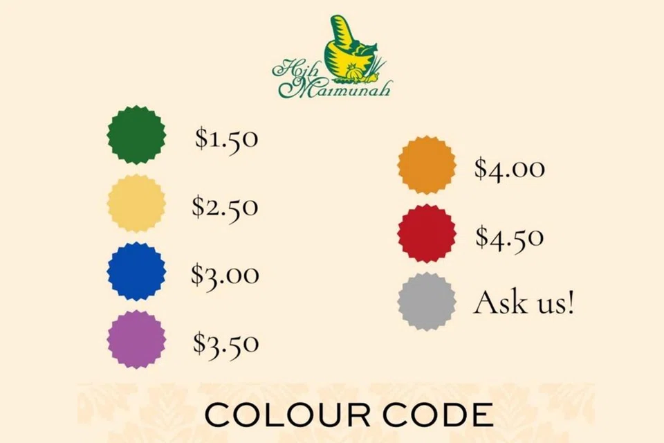 Seven colour-coded tags will be used to indicate prices. PHOTO: CASE