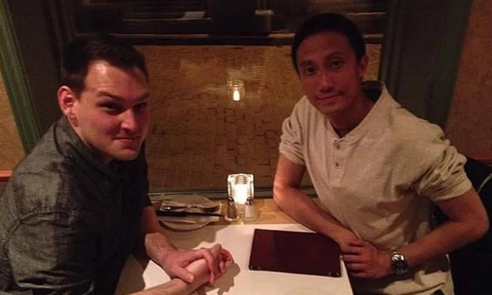 The two embroiled in the HIV registry leak, Mikhy Ferrera Brochez and his lover Ler Teck Siang (right), in happier days. Photo: Internet