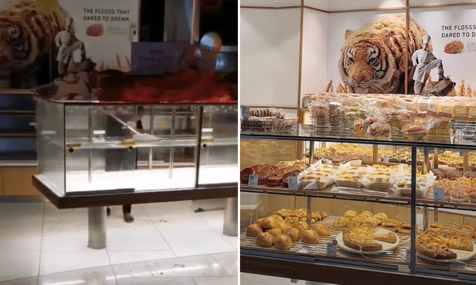 Netizens slammed BreadTalk Singapore after a worker was seen cleaning a display shelf with a broom. 