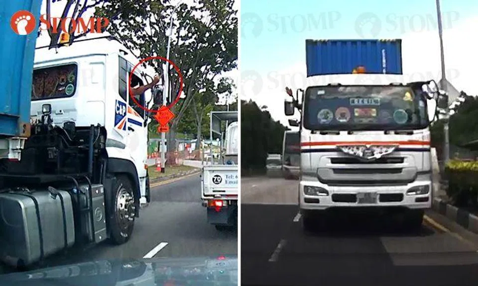 Truck driver 'sped up to stop me from filtering into lane', threw object and pointed middle finger