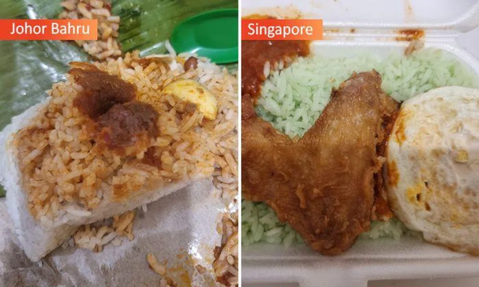 Woman shows the difference between $3 nasi lemak in JB and Singapore