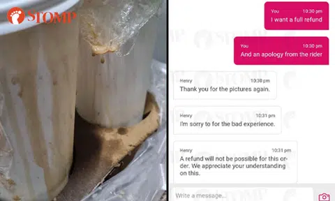 Foodpanda refuses to refund man who received spilt drinks and had to clean stains on sofa outside his flat