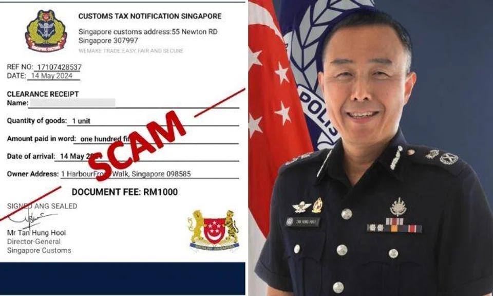 Document purportedly from S'pore Customs head requesting payment for goods clearance is fake