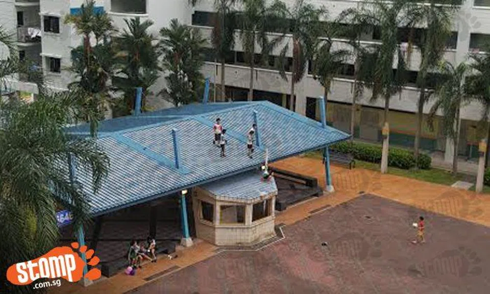 How dangerous! Primary school kids climb on top of roof of Jurong West block's multipurpose hall to play